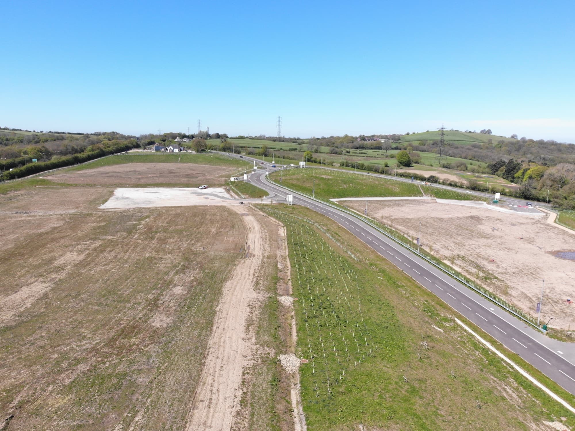 Aerial view of a vacant plot at Chatterley Valley awaiting development