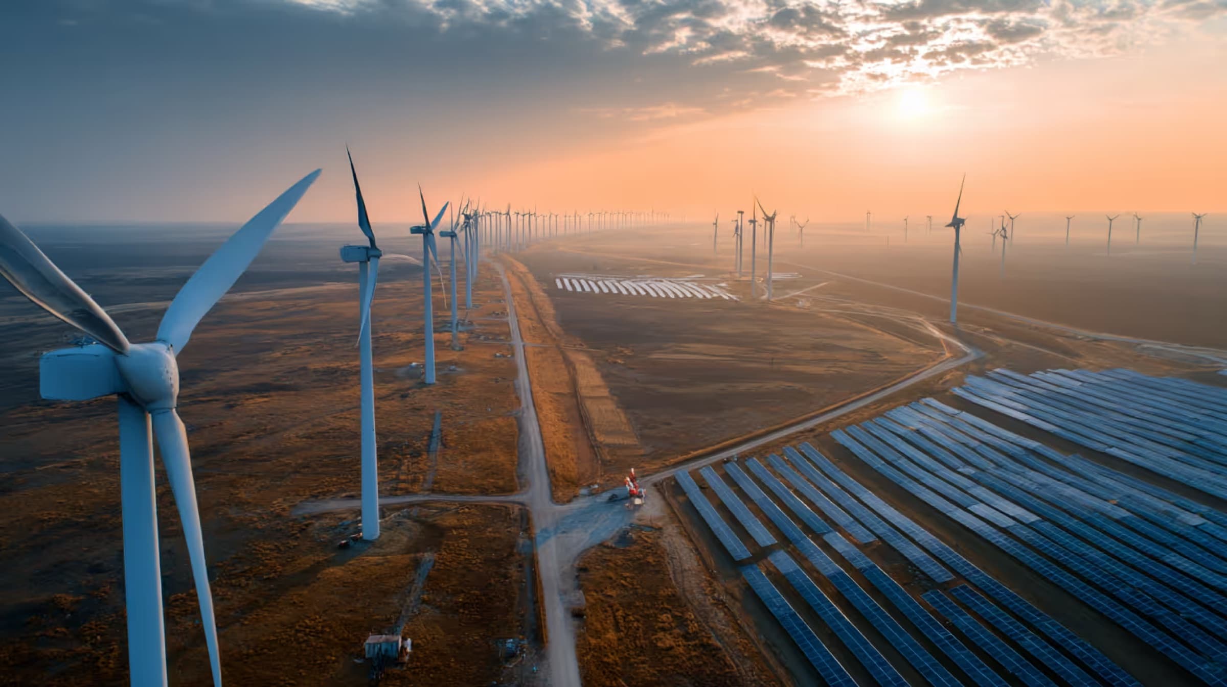 Aerial view of modern UK sustainable infrastructure