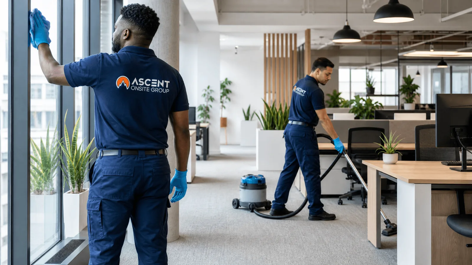 AOG operatives cleaning a commercial office fit-out